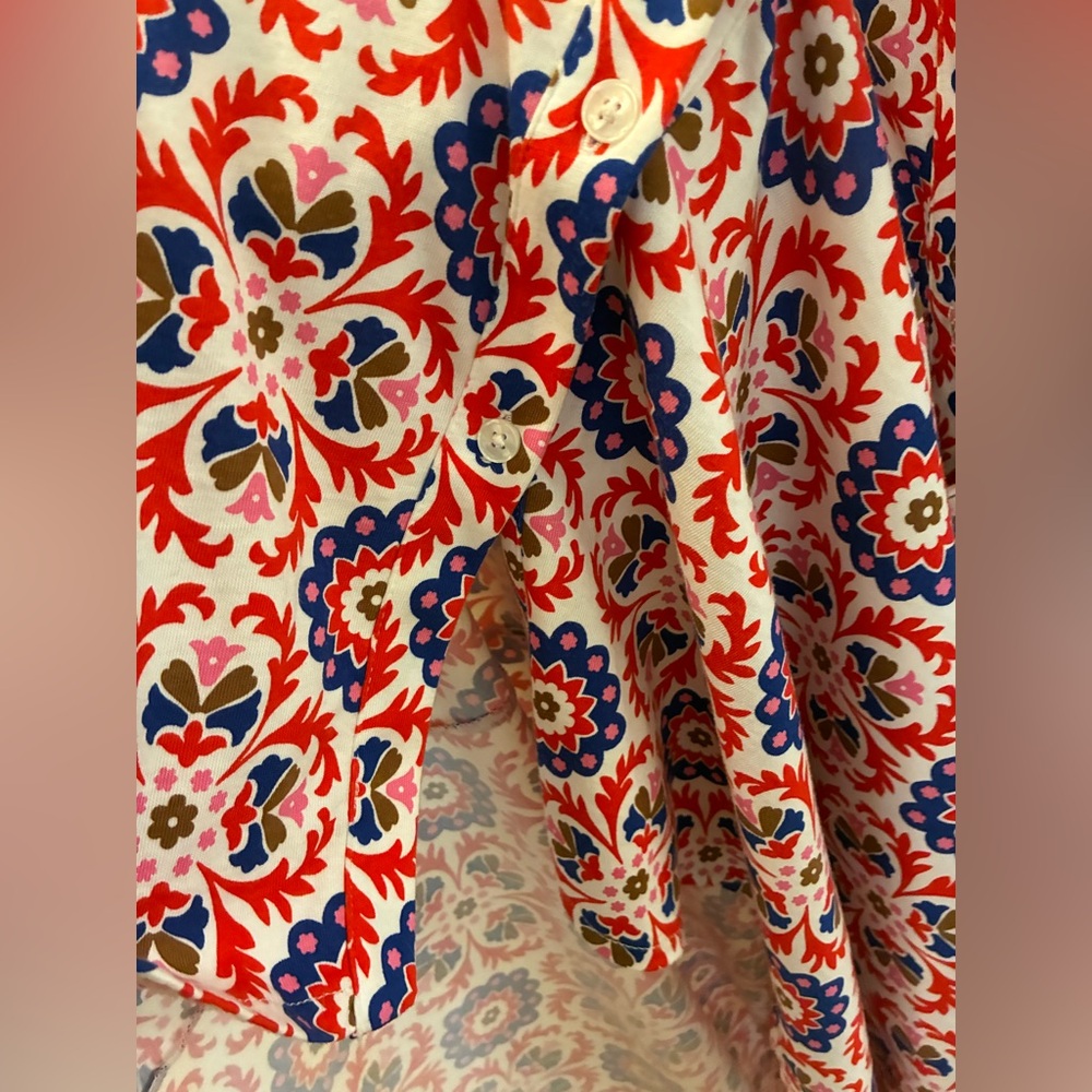 Boden, Libby, Bold Colorful Printed Tie-Waist Midi Dress - Picture 9 of 16